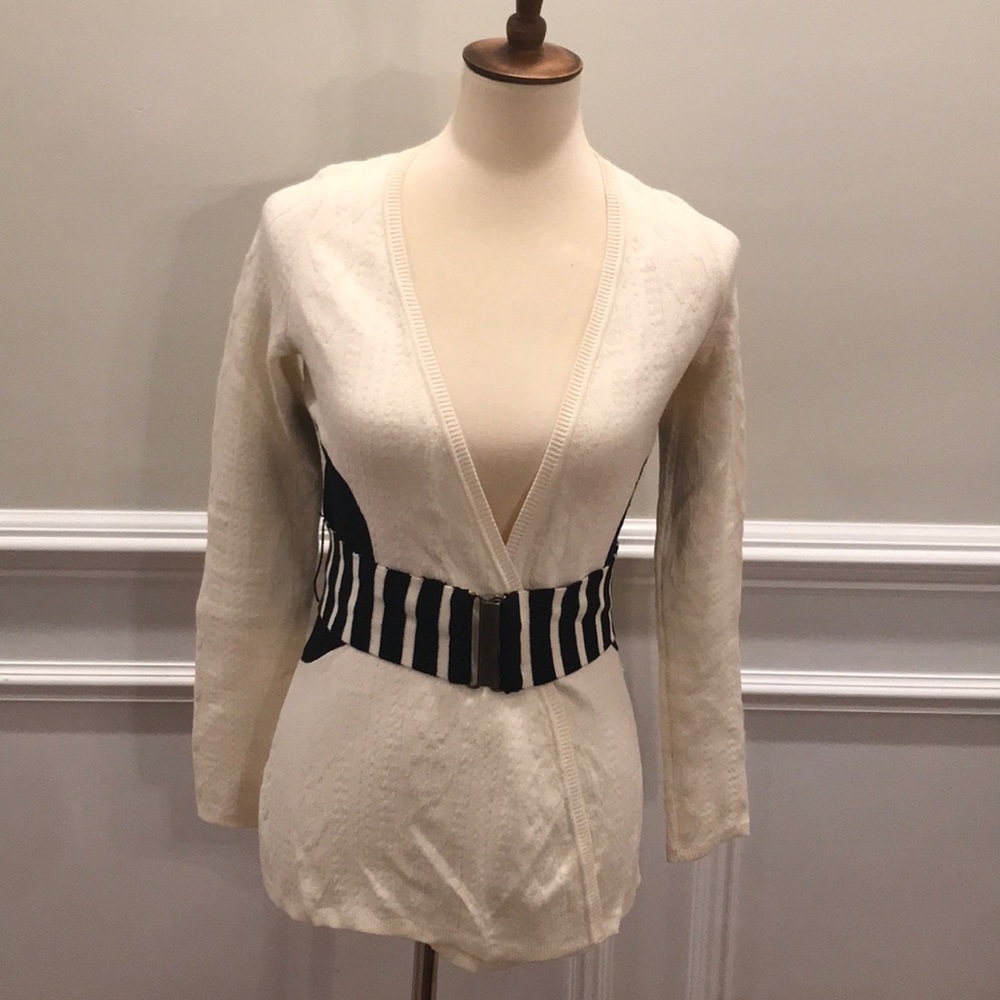 Moth brand belted and textured wrap cardigan